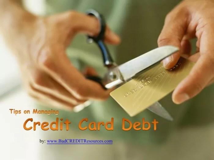 Debt credit card people cards managing tips cutting some loans money cut being guide top scissors ppt powerpoint presentation skip